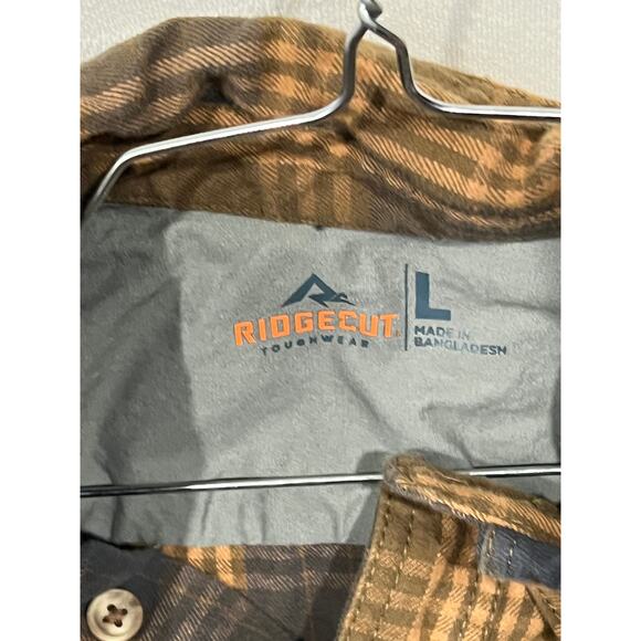 Ridgecut Toughwear Orange Brown Checked Flannel Shirt Mens L - Picture 3 of 3